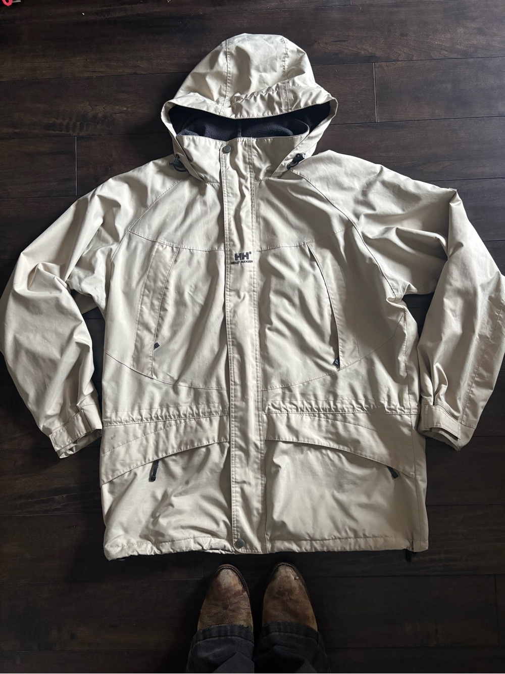 Helly Hansen Men's Light Cream Hooded Waterproof Raincoat